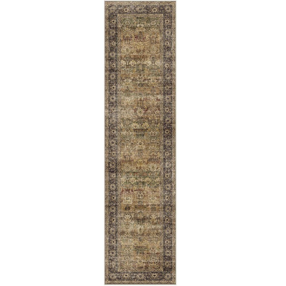 Rye Brown 2 ft. x 8 ft. Distressed Vintage Floral Runner Rug price history on PriceWatchPro