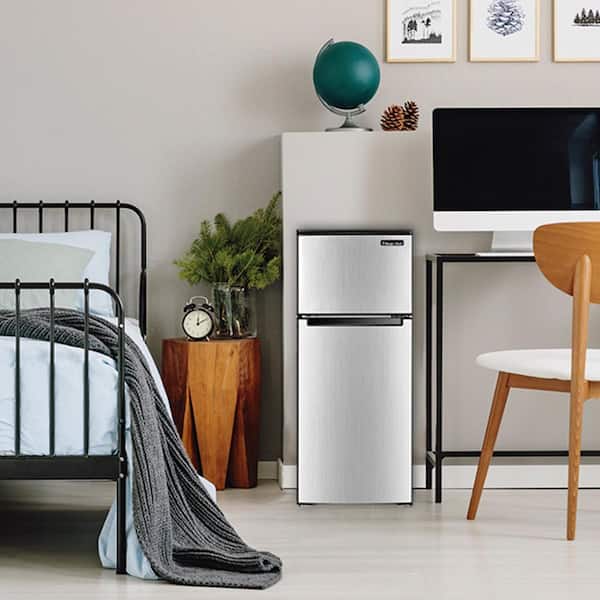 Magic Chef - 4.5 cu. ft. 2 Door Mini Fridge in Stainless Look with Freezer