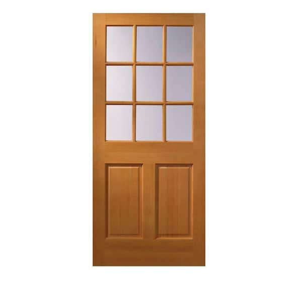 JELD-WEN 32 in. x 80 in. 9 Lite Unfinished Wood Front Door Slab