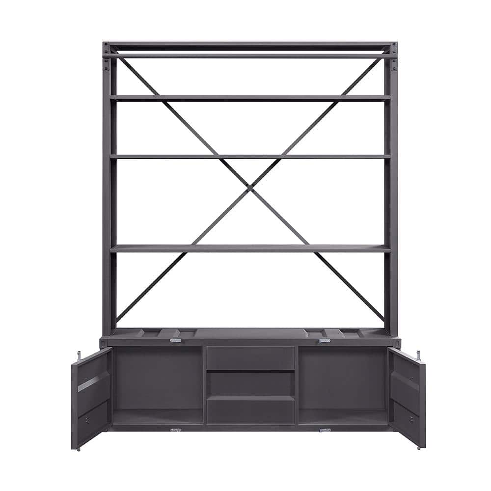 Gunmetal Wire Ladder Bookshelf with Doors for Kids' Room