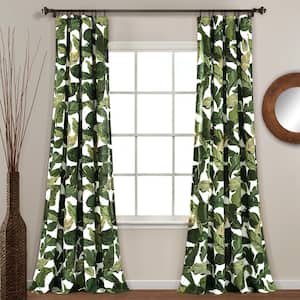 Tropical Paradise Window Curtain Panels Green 52X95 Set