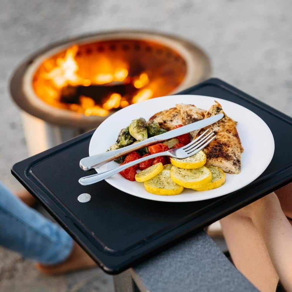 Black Poly Lumber and Stainless Steel Outdoor Tray