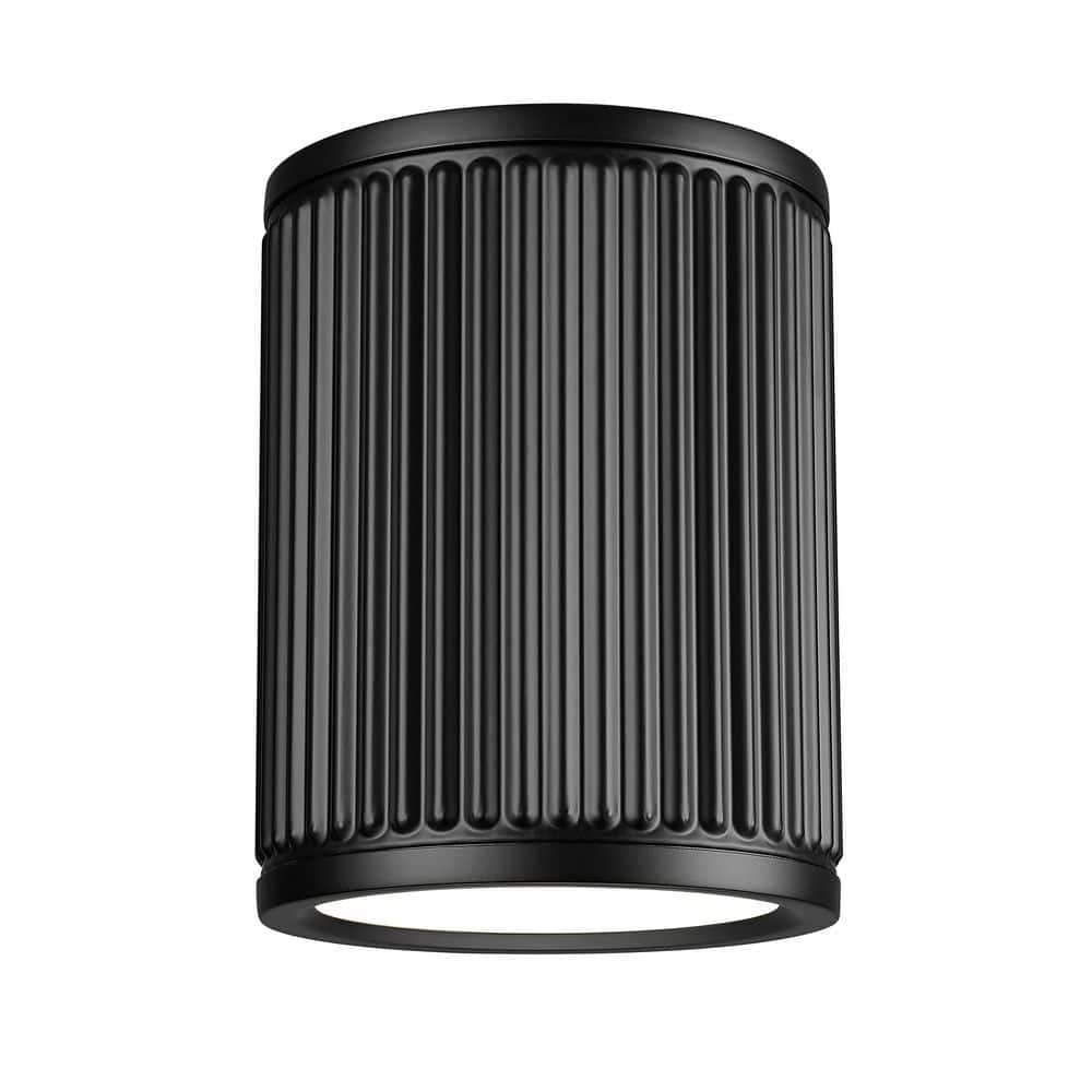 Stari 6.25 in. Matte Black Integrated LED 1 Light Flush Mount with Frosted 