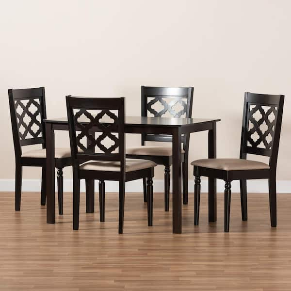 Baxton Studio Ramiro 5 Piece Sand and Dark Brown Dining Set 176