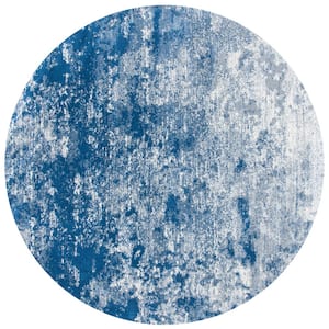 Brentwood Gray/Navy 7 ft. x 7 ft. Round Abstract Area Rug