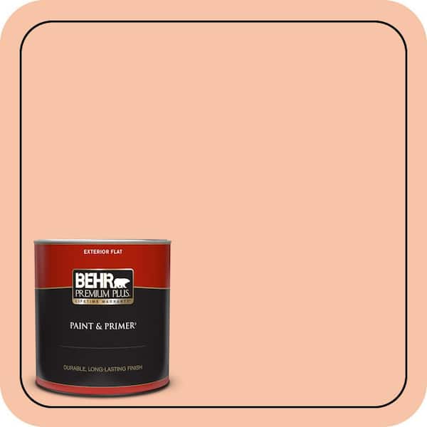BEHR PREMIUM PLUS 1 qt. #240C-3 Peach Damask Flat Exterior Paint & Primer