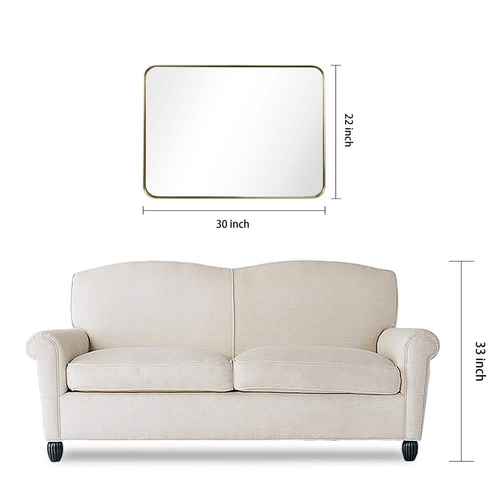 Rectangular Silver and Gold Stainless Steel Wall Mirror, 22" x 30"