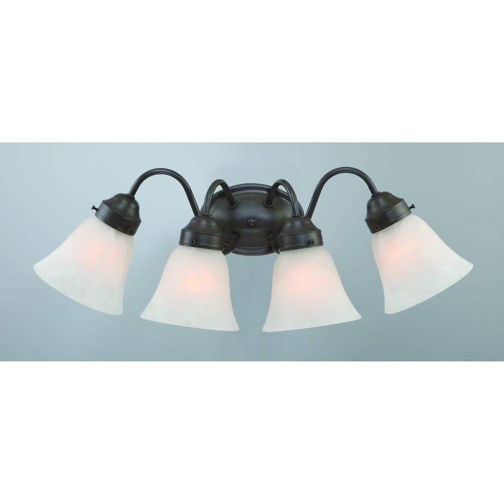 Barcelona Antique Bronze 24" Vanity Light with Alabaster Glass