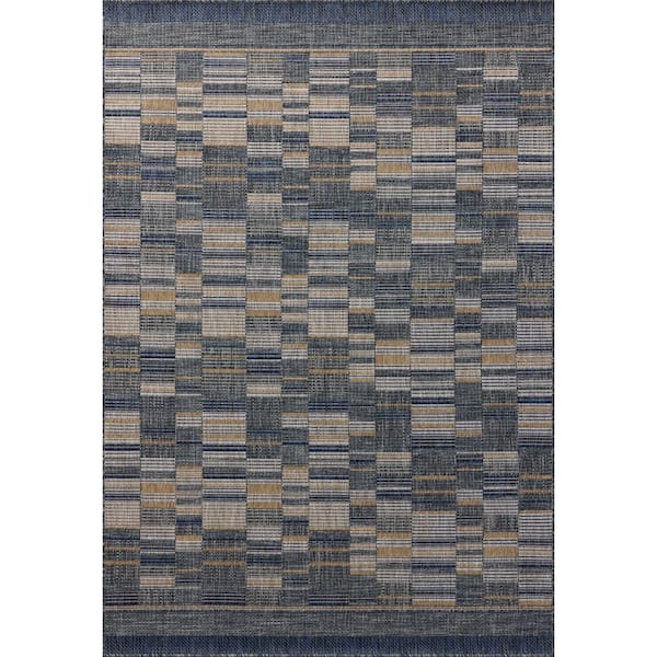 Birch Denim / Gold 6 ft. 7 in. x 9 ft. 4 in. Indoor/Outdoor Area Rug