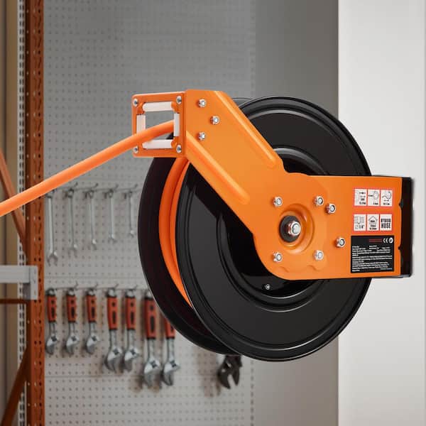 Retractable Air Hose Reel, 3/8 in. x 50 ft. Rubber Air Hose Max 300PSI, Air Compressor Hose Reel Auto-Rewind