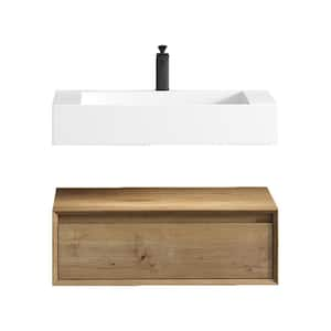 Alysa 30 in. W. x 20 in. D x 23 in. H Single Sink Floating Bath Vanity in White Oak with White Acrylic Top