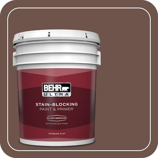BEHR ULTRA 5 gal. #N130-7 Double Fudge Extra Durable Flat Interior Paint & Primer