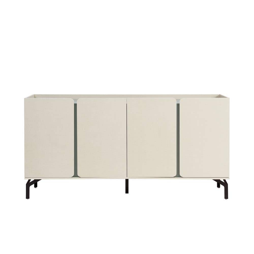 Chandra 60" Cream Weave Composite Buffet Sideboard with Adjustable Shelves