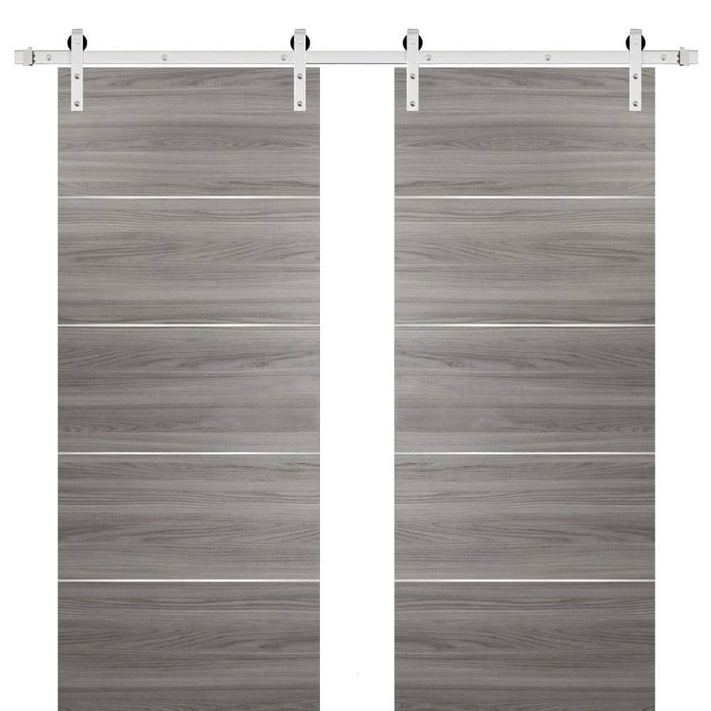 Assemble Required 32 in. x 84 in. 2-Panel Ginger Ash Solid Wood with Honeycomb Sliding Barn Door with Hardware Kit price history on PriceWatchPro