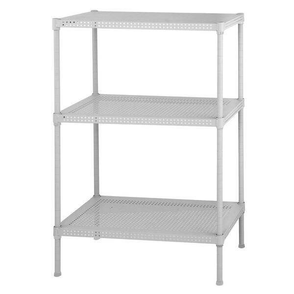 Edsal 28 in. H x 24 in. W x 12 in. D 3-Shelf Perforated Steel Shelving Unit in White