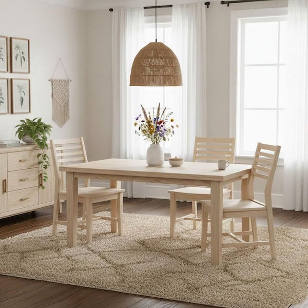 Unfinished Solid Wood Dining Table