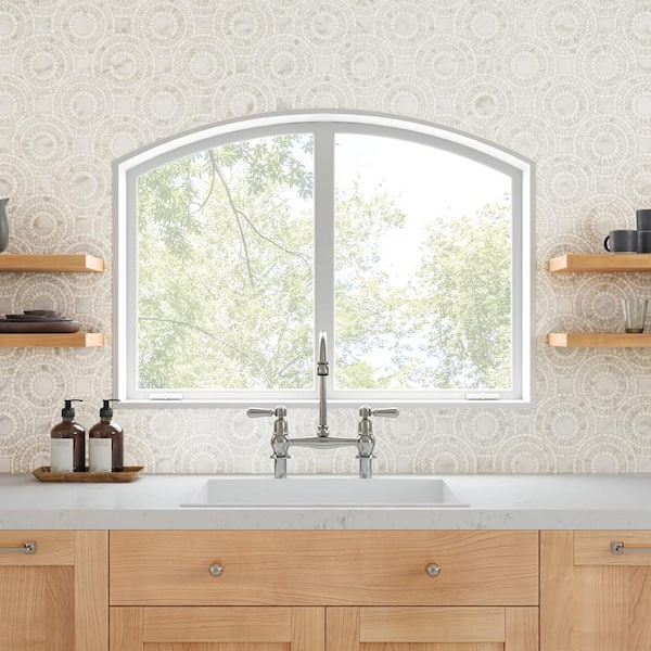 Solis Circle 14 in. x 14 in. Honed White Carrara/White Thassos Marble Mosaic Tile (7.05 sq. ft./Carton)