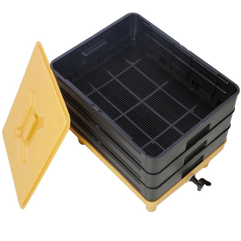 65L Yellow and Black Multi-Layer Worm Composter Bin