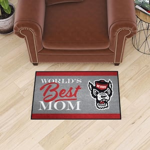 NC State Wolfpack Gray World's Best Mom 19 in. x 30 in. Starter Mat Accent Rug