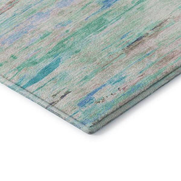 Mayfield Premium Machine Washable Abstract AMF1985 Teal 8 ft. x 10 ft. Area Rug