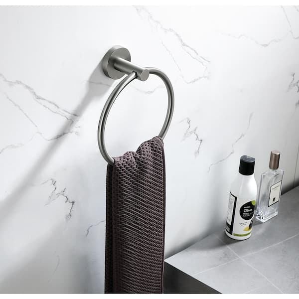 Stainless Steel 2-Pack Wall Mounted Towel Ring with Pivots in Brushed Nickel
