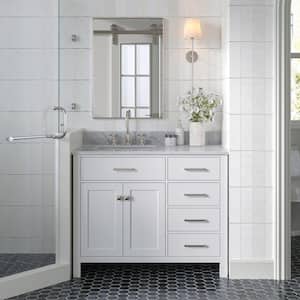 Bristol 43 in. W x 22 in. D x 35.25 in. H Freestanding Bath Vanity in White with Carrara White Marble Top