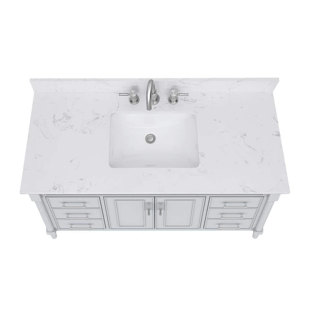 Light Gray 49'' Single Bathroom Vanity with Engineered Stone Top