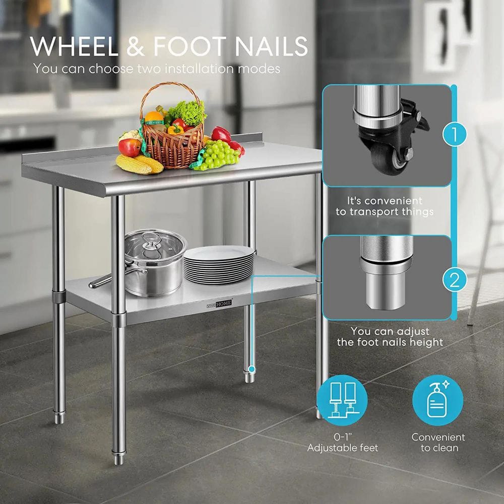 24 x 30 Stainless Steel Work Table with Backsplash