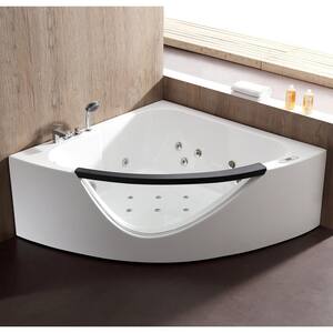 61 in. Acrylic Offset Drain Corner Apron Front Whirlpool Bathtub in White