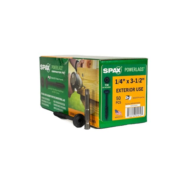 50CT 1/4 in. x 3-1/2 in. Black Torx Washer Head Structural Screws Exterior Wood (Exterior Rated) Lag Screw 50CT