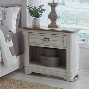 Meadowbrook White-Washed 1-drawer 30 in. Wide Nightstand