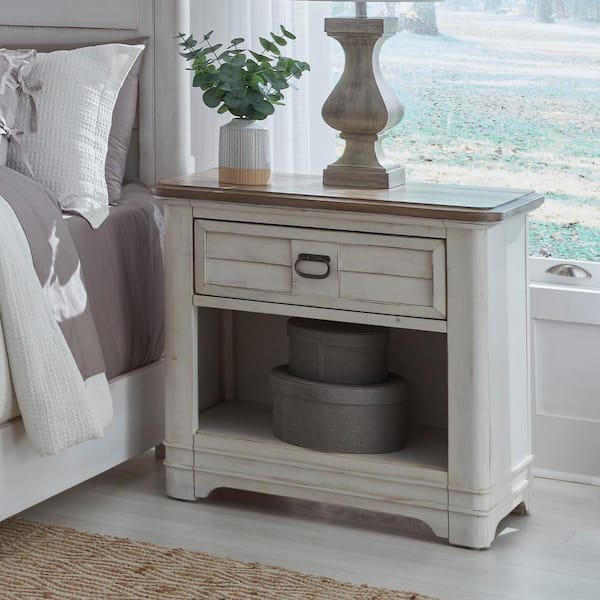 American Woodcrafters Meadowbrook Whitewash 2-Drawer 18 in. W Nightstand
