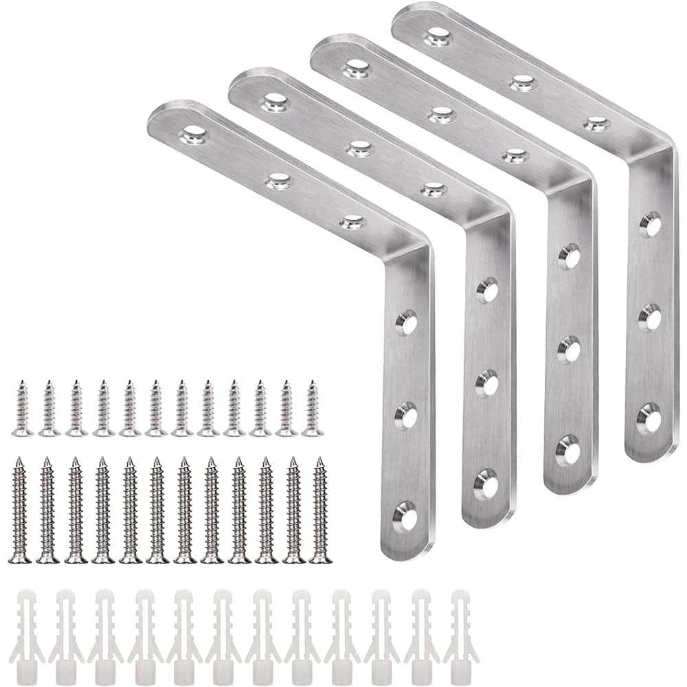 4-Pack 4 in. x 4 in. 25 lb. Heavy Duty Stainless Steel Solid Shelf Support,