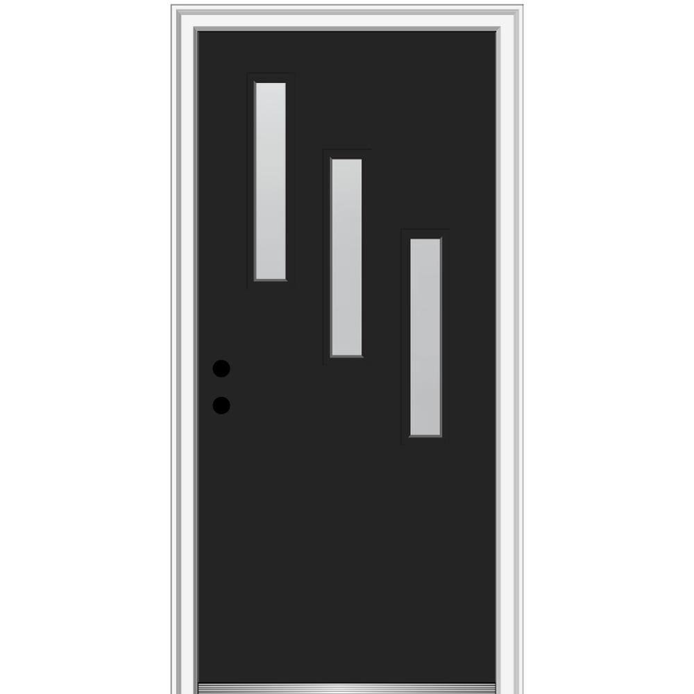 MMI Door 32 in. x 80 in. Davina RightHand Inswing 3Lite Frosted Glass