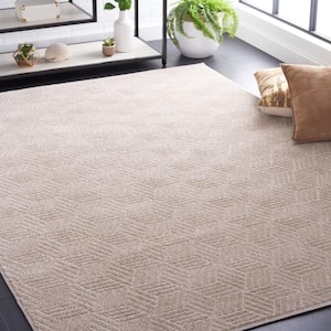 Pattern and Solid Beige 7 ft. x 9 ft. Abstract Geometric Area Rug