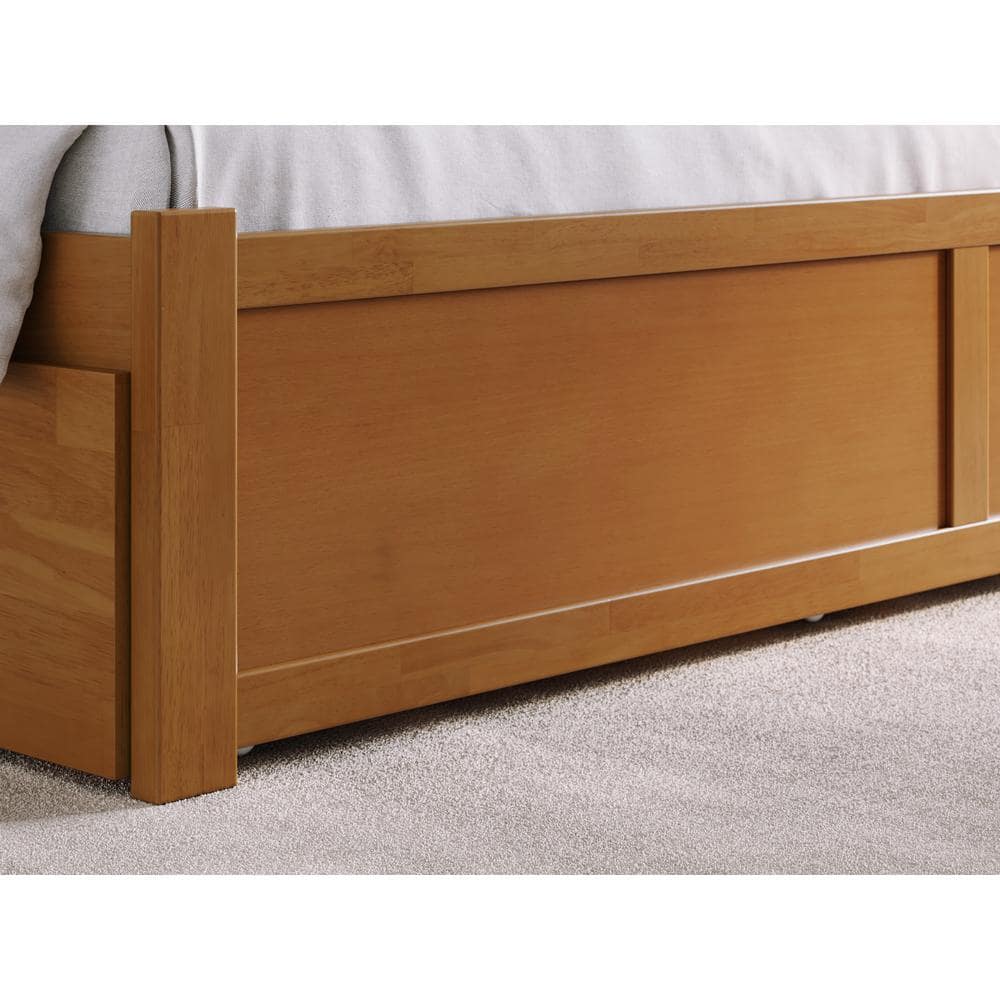 Light Toffee King Wood Platform Bed with Storage Drawers