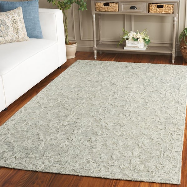 Marquee 8 ft. x 10 ft. Gray/Ivory Solid Color Floral Area Rug
