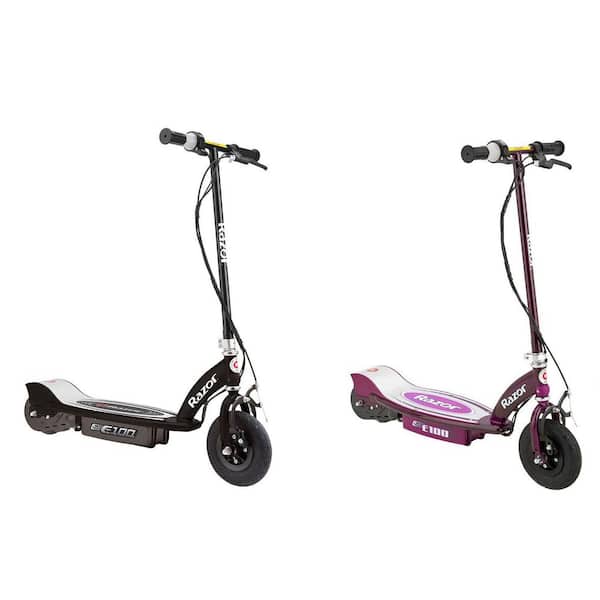 Razor E100 Kids 24-Volt Motorized Electric Powered Scooters, Black and Purple