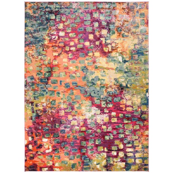 Monaco Pink/Multi 12 ft. x 18 ft. Geometric Solid Color Area Rug