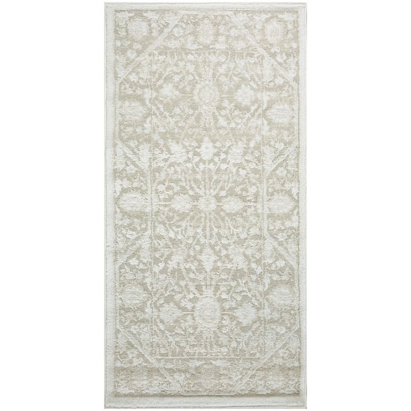 Dekor 2 ft. x 4 ft. Ivory Beige Diamond Traditional Area Rug