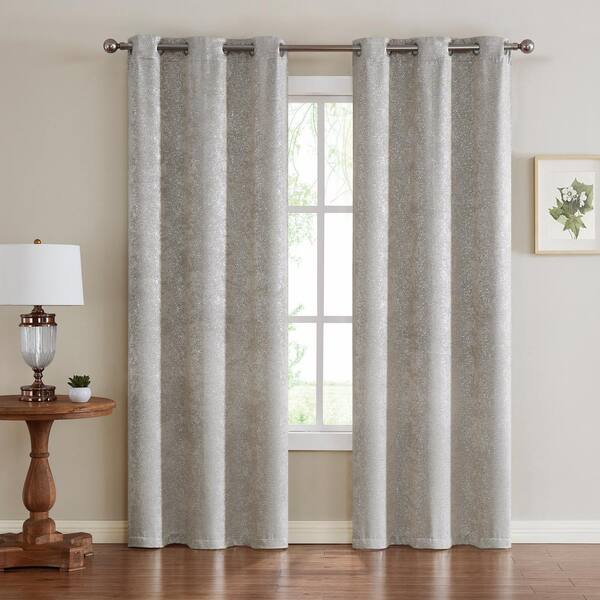 Dainty Home Shimmering Sand Beige Grommet Sheer Curtain - 38 in. W x 96 ...