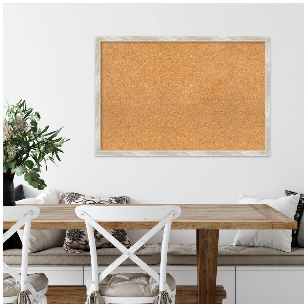 Natural Corkboard with Crackled Metallic Silver Frame