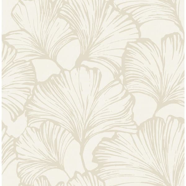 Kyoto Pearl White Ginkgo Leaf Wallpaper Sample
