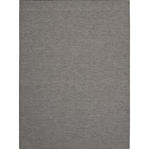 Positano Charcoal 9 ft. x 12 ft. Solid Contemporary Indoor/Outdoor Area Rug
