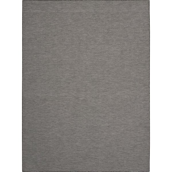 Nourison Positano Charcoal 10 ft. x 14 ft. Solid Contemporary Indoor/Outdoor Patio Area Rug