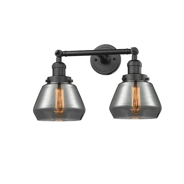 Innovations Fulton 16.5 in. 2-Light Oil Rubbed Bronze Vanity Light with Plated Smoke Glass Shade