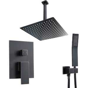 2-Spray Patterns with Ceiling Mount Rainfall Shower Heads with Handheld Shower 1.8 GPM 16 in. Oil Rubbed Bronze