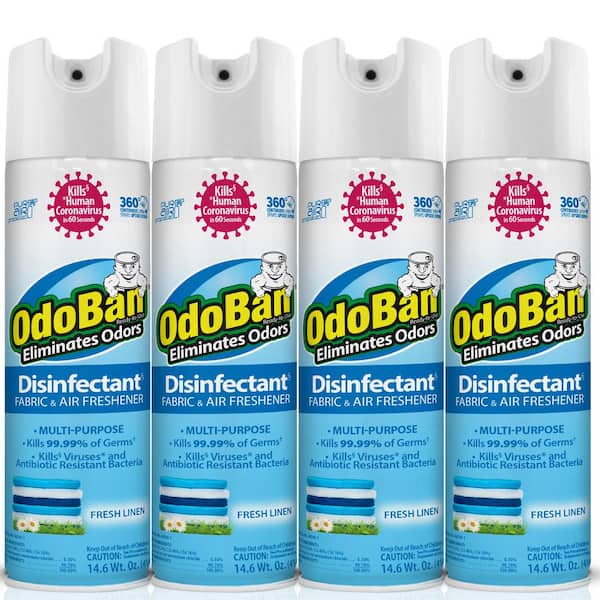 OdoBan 14.6 oz. Fresh Linen Multi-Purpose Disinfectant Spray, Odor Eliminator, Sanitizer, Fabric and Air Freshener (4-Pack)