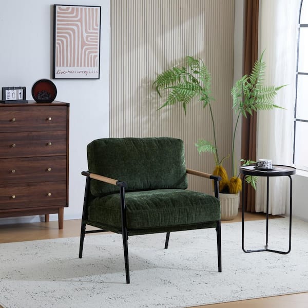 CHRISTOPHER KNIGHT HOME Varsts Modern Upholstered Accent Arm Chair with Wood and Metal Frame, Emerald