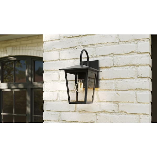 Hampton Bay Rosebrook 12 in. 1-Light Black Outdoor Hardwired Wall